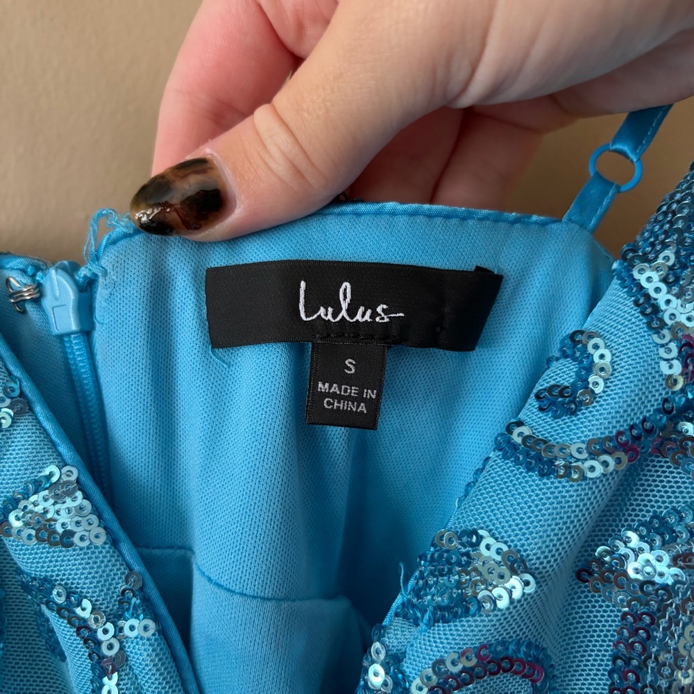 Lulu's Sparkling Blue Mini Dress - Picture 3 of 3